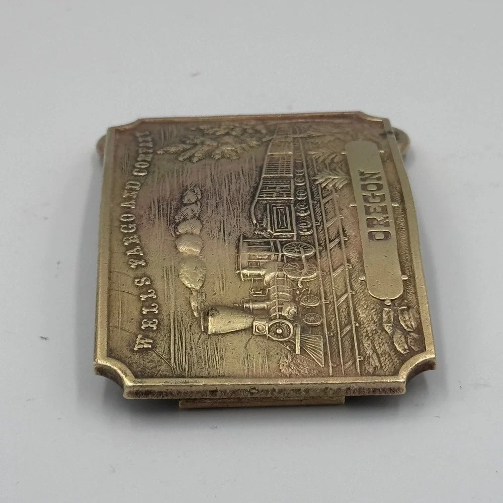 Vintage Wells Fargo and Company Oregon Steam Locomotive Train‎ Belt Buckle Brass